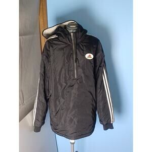 Vintage 90s Black Adidas Jacket Puffer Reversible Hoodie Windbreaker Size Large